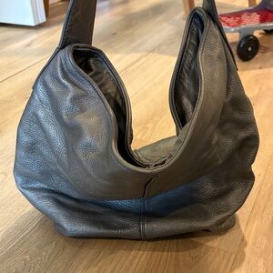 BCBGMaxAzria Black Leather Interior Logo Tote